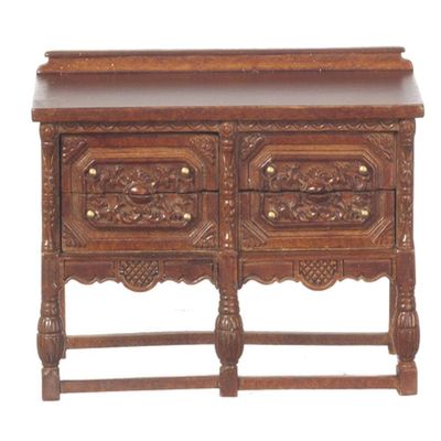 Melody Jane Dollhouse Gothic Chest Tudor Sideboard Walnut JBM Miniature Furniture