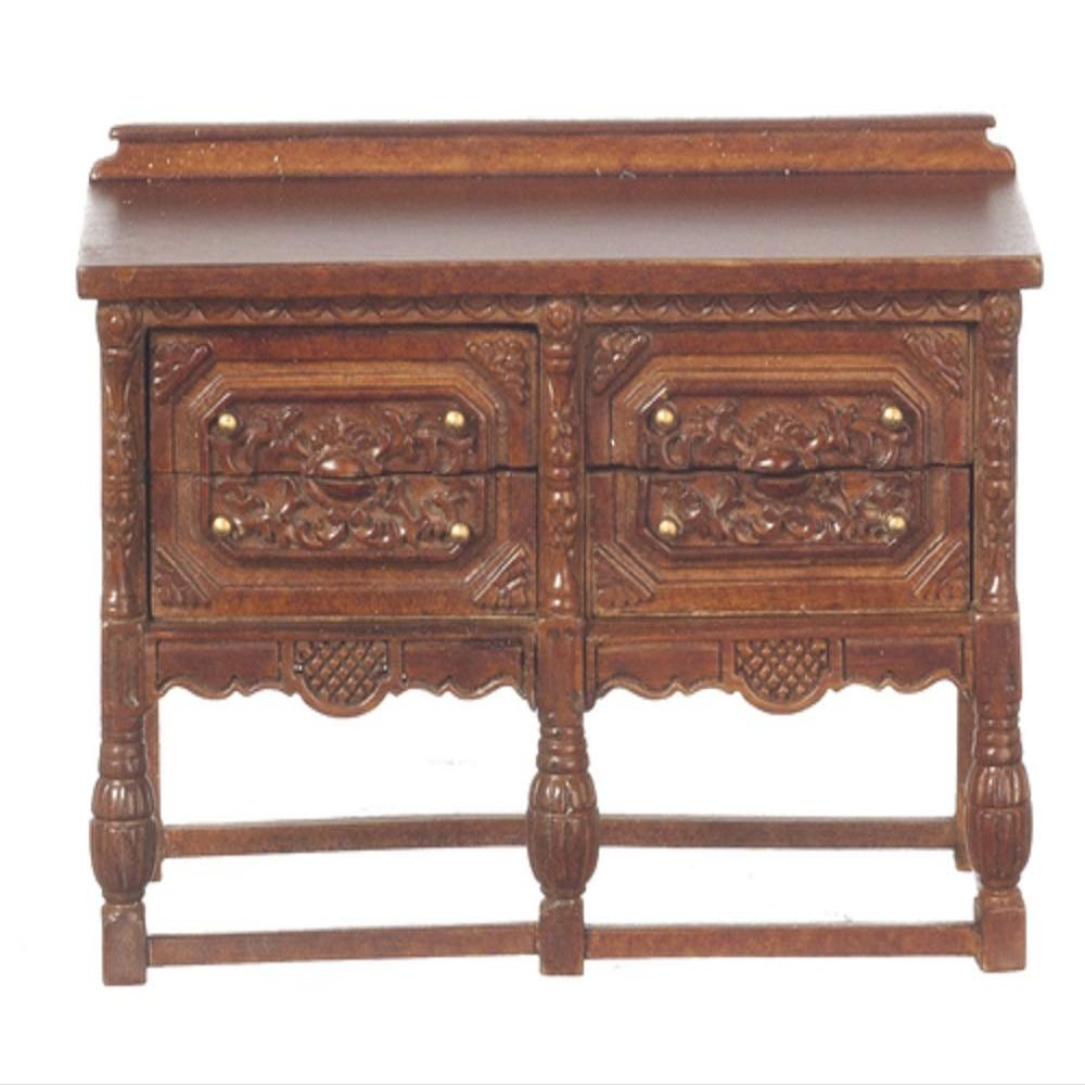 Melody Jane Dollhouse Gothic Chest Tudor Sideboard Walnut JBM Miniature Furniture