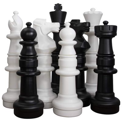 MegaChess Giant Plastic Chess Sets - Black and White - 5 Different Outdoor Giant Chess Sets from 1-Foot to 4 Feet Tall (37 inch King)
