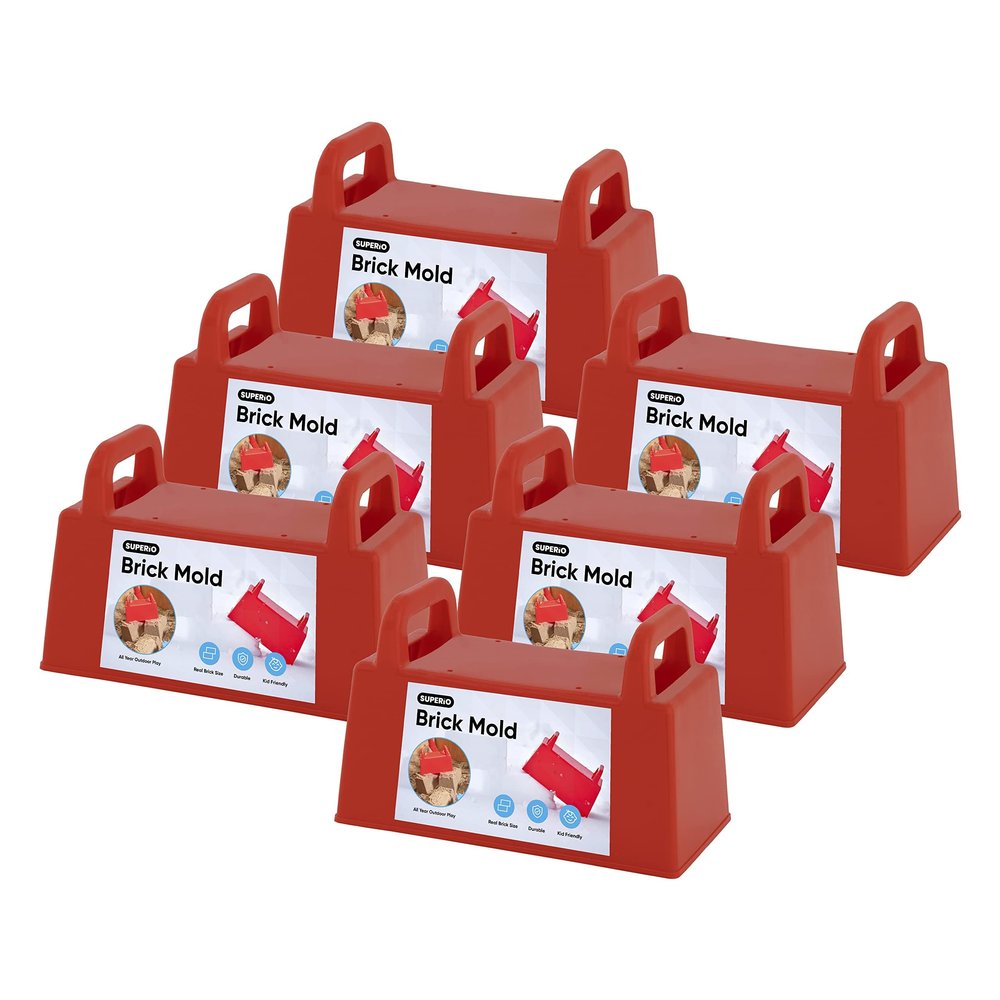 Superio Snow Brick Maker Igloo Fort Block Form Outdoor Winter Snow Toys Sand Castle Building Kit for Adults and Kids Sandbox, Beach, Sand Toys (Red), 6 Pack