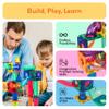 PicassoTiles 100pc Magnetic Marble Run Set with Racing Track Tiles Funnels Curved Slopes and Steel Balls for Kids STEM Construction Indoor Learning Toy That Promotes Focus and Problem Solving PTG100 view 2