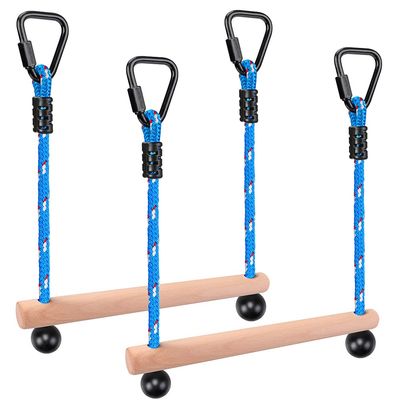 BeneLabel 2 Pcs Ninja Monkey Bars for Obstacle Course Bars 250LB Capacity Trapeze Swing Bar for Slackline Wood & Ropes Swing Set Bars for Kids & Teens Ninja Line, Backyard (Blue)