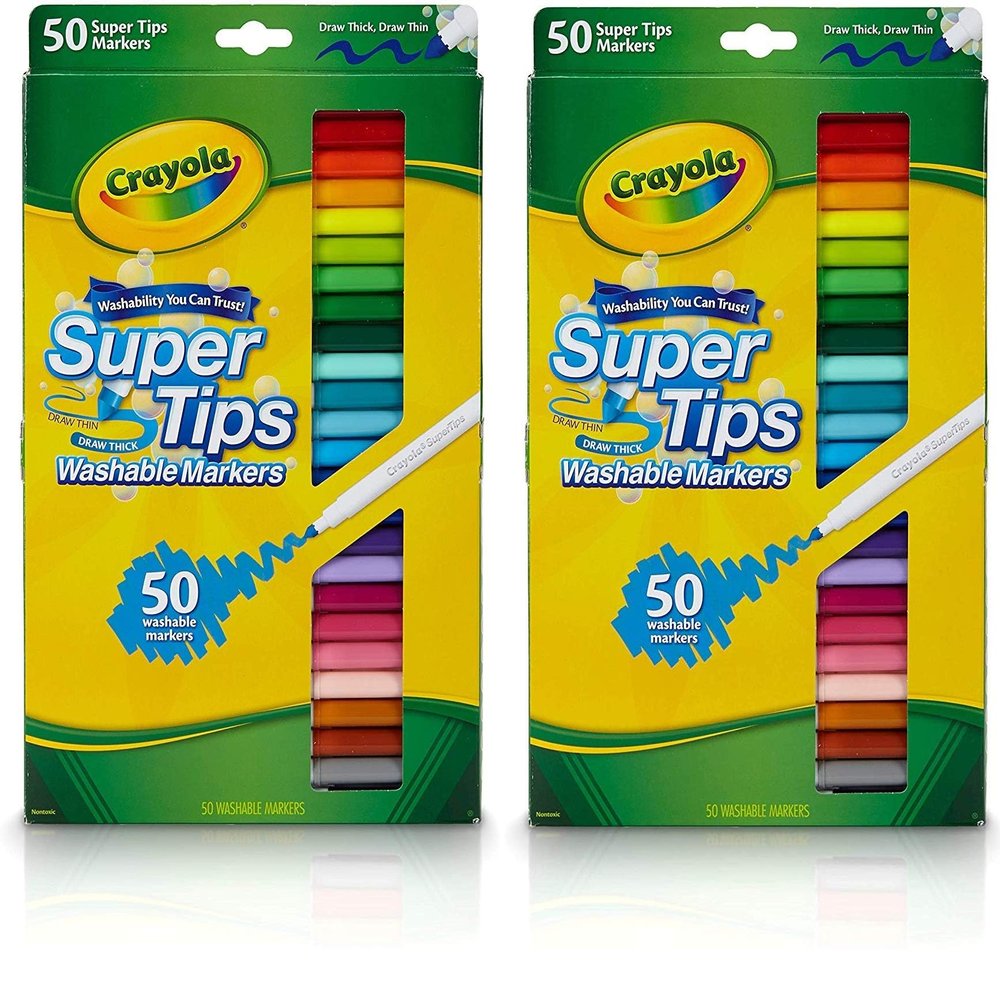 Crayola Super Tips Markers, Washable Markers, Gift, 50 Count-2 Pack