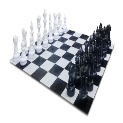 MegaChess Giant Plastic Chess Sets - Black and White - 5 Different Outdoor Giant Chess Sets from 1-Foot to 4 Feet Tall - Includes Hard Plastic Chess Board (49 Inch King) (25 Inch King)