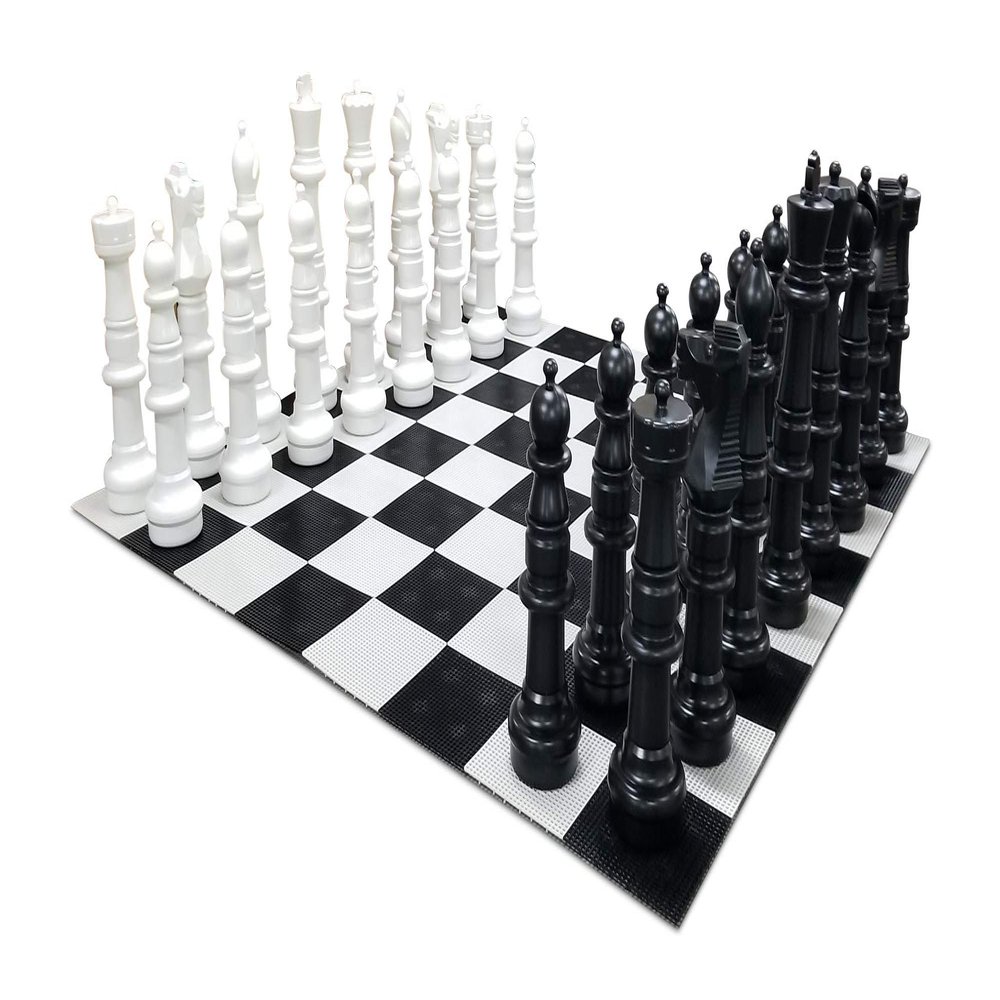 MegaChess Giant Plastic Chess Sets - Black and White - 5 Different Outdoor Giant Chess Sets from 1-Foot to 4 Feet Tall - Includes Hard Plastic Chess Board (49 Inch King) (37 Inch King)
