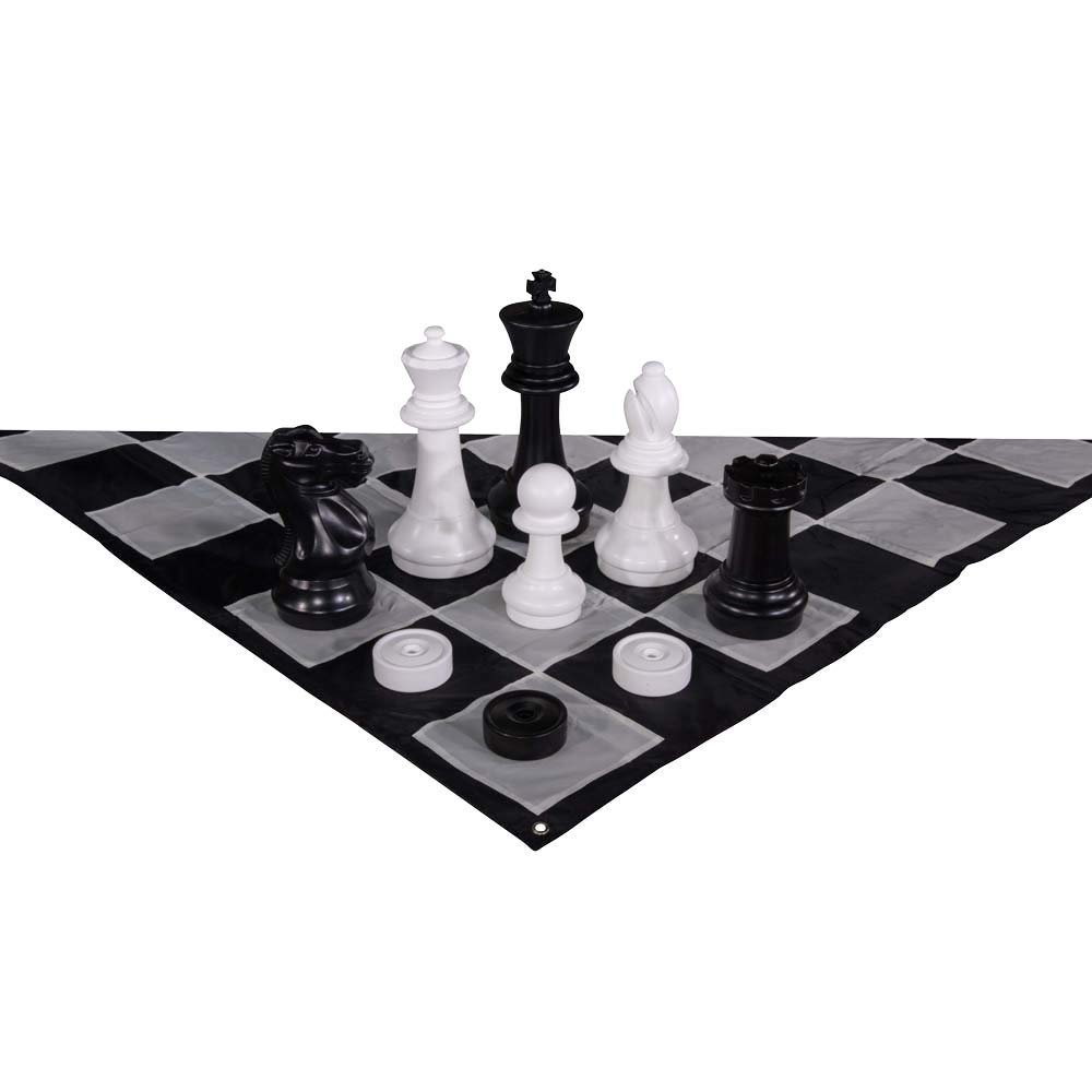 MegaChess 16 Inch Giant Plastic Chess Set - Accessories Available! (/w Nylon Mat and Checkers)