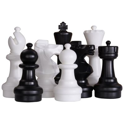 MegaChess Giant Plastic Chess Sets - Black and White - 5 Different Outdoor Giant Chess Sets from 1-Foot to 4 Feet Tall - Includes Hard Plastic Chess Board (49 Inch King) (12 inch King)