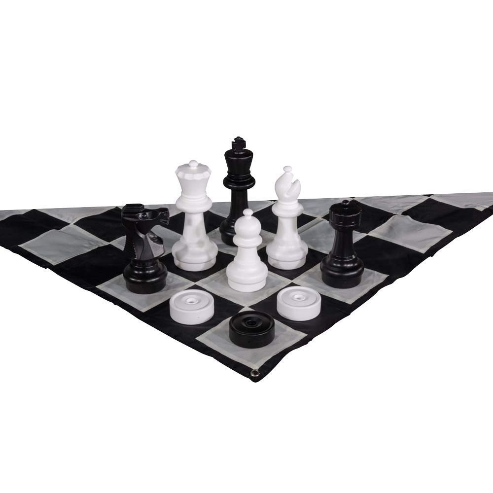 MegaChess 12 Inch Giant Plastic Chess Set - Accessories Available! (w/Nylon Mat and Checkers)