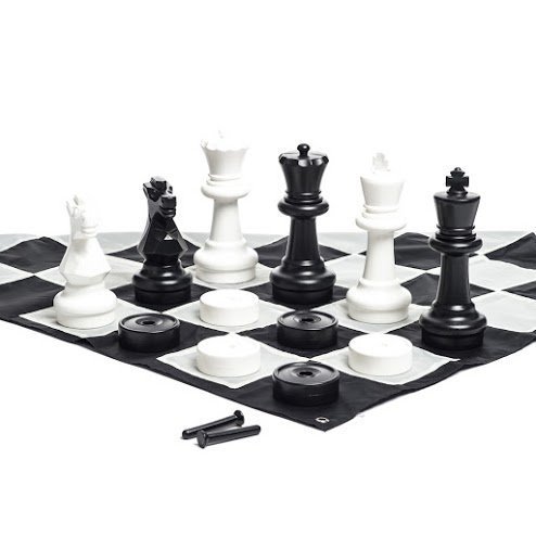 MegaChess 25 Inch Giant Plastic Chess Set - Accessories Available! (w/Nylon Mat and Checkers)