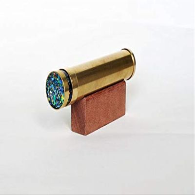 Large Classic Oil Kaleidoscope Gold Brass on Wooden Stand Traditional Gift Idea for Groomsmen Unique Optical Illusion Art COL