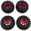 WONFAST 4PCS 1/10 RC Monster Truck Wheel and Tire Set,125mm Rubber Tyres Plastic Wheels Replacement for 1:10 RC Crawler Truck Car for HIMOTO HSP HPI Tamiya Kyosho(Red) view 4