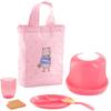 Corolle Mealtime Set for Large Baby Dolls - 6 Piece Set Includes Tote Bag, Plate, Spoon, Bib, Cup and Cookie, Mon Grand Poupon Accessories fit 14-17" Dolls, for Kids Ages 2 Years and up , Pink view 1