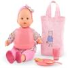 Corolle Mealtime Set for Large Baby Dolls - 6 Piece Set Includes Tote Bag, Plate, Spoon, Bib, Cup and Cookie, Mon Grand Poupon Accessories fit 14-17" Dolls, for Kids Ages 2 Years and up , Pink view 2