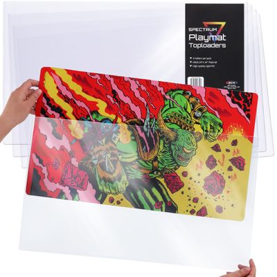 BCW Spectrum 24x14 Playmat Topload Holder | Rigid Playmat Toploader for 14" x 24" Gaming Mats | Archival-Safe Holder for TCG Mat Storage | 5 Pack