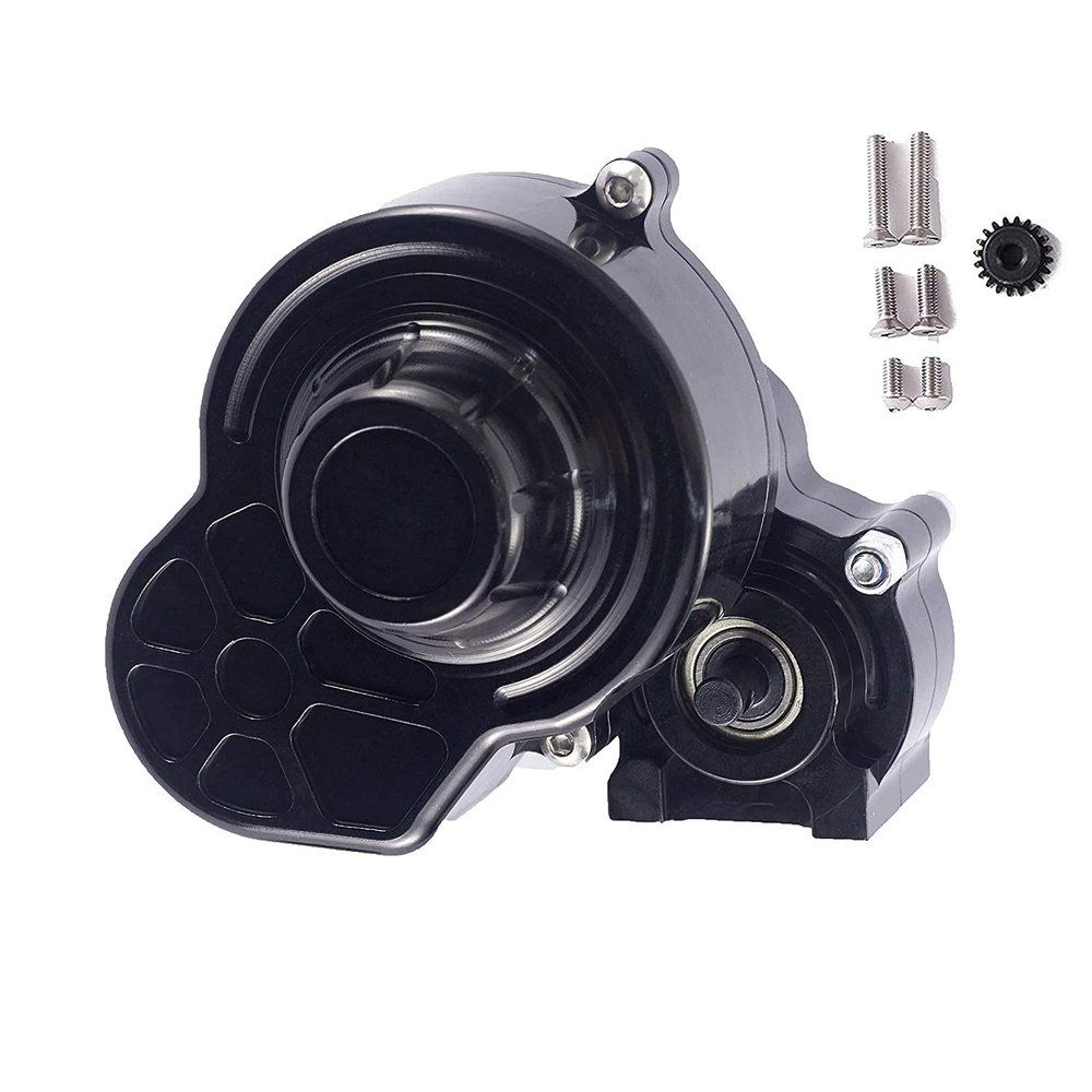 RZXYL 1/10 RC Car Transmission Case Gearbox with Gear Full Alloy Assembled for SCX10 SCX10 II 90046 90047 RC Crawler Car, Black