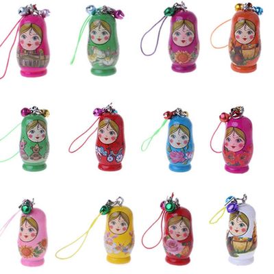 shuoyiersty Cute Russian Nesting Dolls, Matryoshka Keychain Phone Hanger Bag Gifts Color Randomly