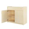 Foundations SafeSwing Daycare Changing Table, Heavy-Duty Wood Cabinet with 2 Storage Shelves, Soft-Close Hinges, Changing Pad Included, Natural view 1