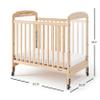 Foundations Serenity Compact Clearview Daycare Crib, Fixed Side, Durable Wood Construction, Adjustable Mattress Board, Clear End Panels. Includes 3 InfaPure Foam Mattress (Natural) view 2