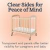 Foundations Serenity Compact Clearview Daycare Crib, Fixed Side, Durable Wood Construction, Adjustable Mattress Board, Clear End Panels. Includes 3 InfaPure Foam Mattress (Natural) view 3