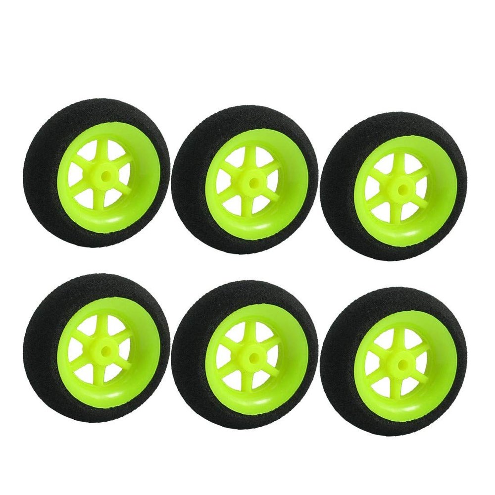 New Lon0167 6pcs RC Featured Model Airplane Aircraft reliable efficacy Sponge Wheel D40mm H11mm d2.5mm Black Lime(id:4ee 43 b4 7b8)
