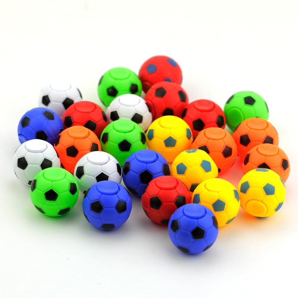Spinner Balls 1.4'' Mini Fidget Spinner - Soccer Party Favors & Classroom Prizes - Sensory Toys for Kids 4-12 - Fidget Toy Gifts - Bulk 50pcs