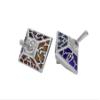 Blue and Turquoise Square heavy Sterling silver dreidel Custom enamel with Jerusalem walls design Hanukkah gift view 1
