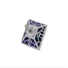 Blue and Turquoise Square heavy Sterling silver dreidel Custom enamel with Jerusalem walls design Hanukkah gift view 3