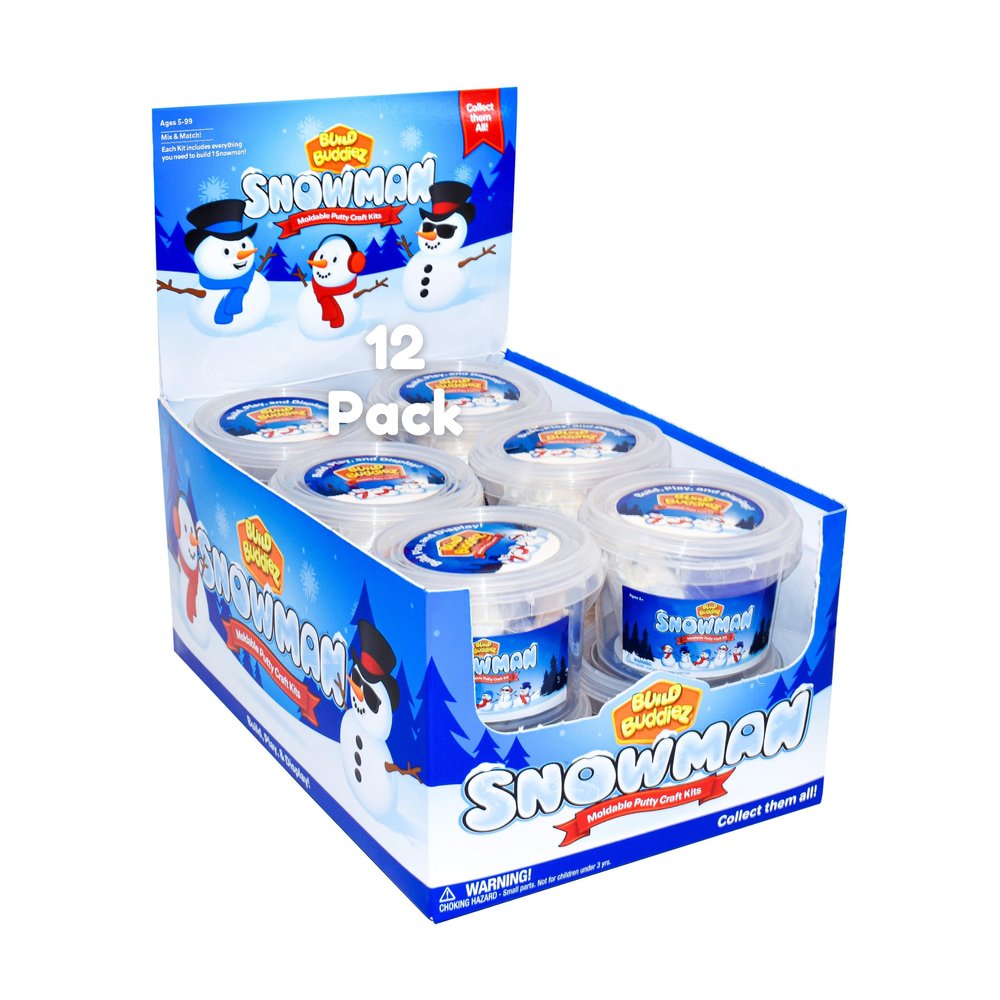 Build Buddiez Snowman Craft Kit 12pc Party Pack - Build, Play & Display 12 Air-Dry Clay Snowmen, Great for Christmas, Stocking Stuffers, Birthdays & Winter Activities, for Kids 5+
