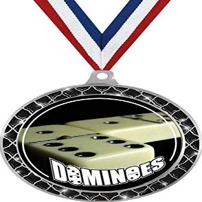 Dominoes Black Trellis Medal Silver, 2.5" Dominoe Games Prizes, Kids Dominoes Trophy Medal Awards 5 Pack Prime