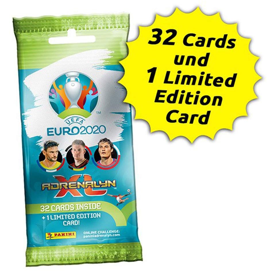 Panini UEFA Euro 2020 Adrenalyn XL TC Fat Pack Booster with 32 Cards and LE Card