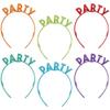 Assorted Colors Birthday Celebration Glitter Plastic Headbands - 4.625" x 5.25" (6 Count) - Perfect Outfit Add-Ons for Themed Celebrations view 1