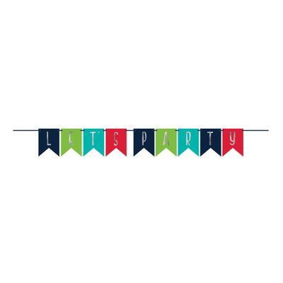 "A Reason To Celebrate" Multicolor Foil & Ribbon Pennant Banner - 12 ft x 6.5" (Pack Of 1) - Vibrant Decor For Parties & Events