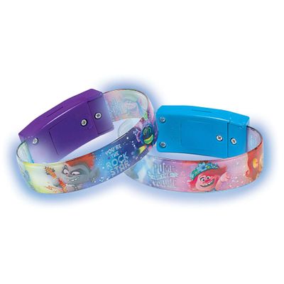 Amscan Multicolor Trolls World Tour Light-up Plastic Bracelets - 7" x 0.75" (Pack of 4) - Perfect for Kids & Trolls Fans