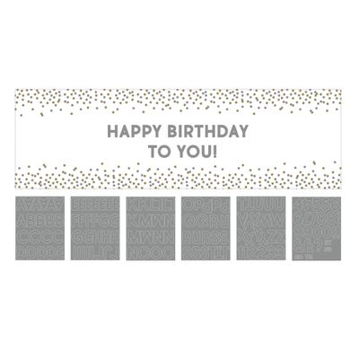 Birthday Accessories Silver & Gold Happy Birthday To You Giant Customizable Banner - 65" x 20" (Pack Of 1) - Durable Plastic Party Decoration