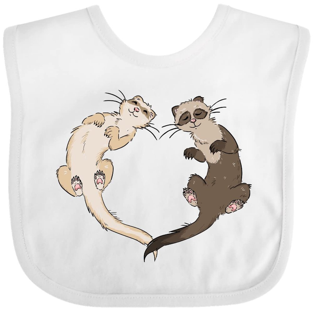 inktastic Cute Ferret Heart Baby Bib White 39ccd