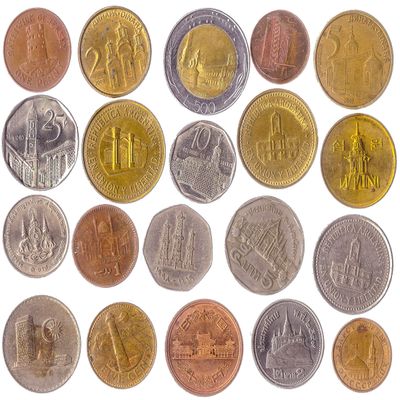 10 Coins with These Buildings: Temples, Churches, CATHEDRALS, Castles, CITADELS, Royal RESIDENCES, Palaces, MANSIONS, Banks, Basilicas