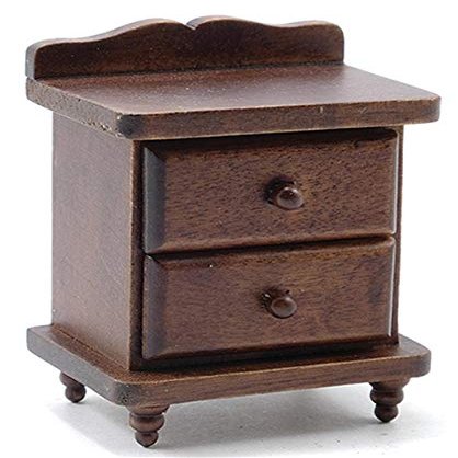 Factory Direct Craft Dollhouse Miniature Walnut Nightstand for Creating and Decorating or Building Dollhouses