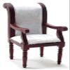 Factory Direct Craft Dollhouse Miniature White and Mahogany Armchair for Creating and Decorating or Building Dollhouses view 1