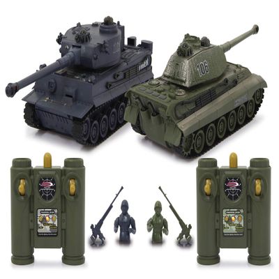 JAMARA 403635 Tank Tiger Battle Set 2.4 GHz Battle Mode with Simulated Damage Indicator (Drive Failure, Fight and Driving), Extremely Agile, Gun Fire, Machine Gun Fire, Green/Black
