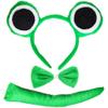 Skeleteen Frog Costume Accessories Set - Plush Green Frog Eyes Headband, Bowtie and Tail Toad Accessory Kit for Kids and Toddlers view 1