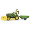 Bruder 09824 bworld John Deere Lawn Tractor w Trailer and Gardener view 1