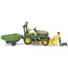 Bruder 09824 bworld John Deere Lawn Tractor w Trailer and Gardener view 3