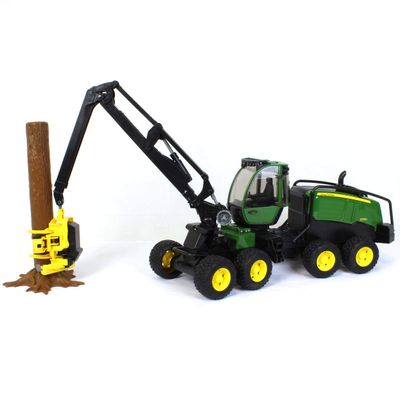 Bruder John Deere 1270G Harvester Toy with Rotating Cab and Tree Trunk Realistic 1:16 Scale Forestry Vehicle for Kids