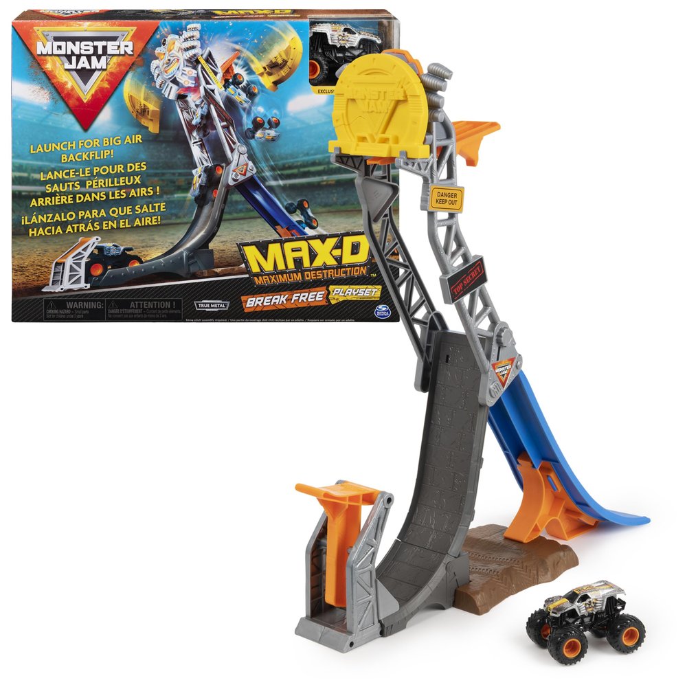 Monster Jam, Official Max-D Break Free Playset with Exclusive 1:64 Scale Max-D Die-Cast Monster Truck
