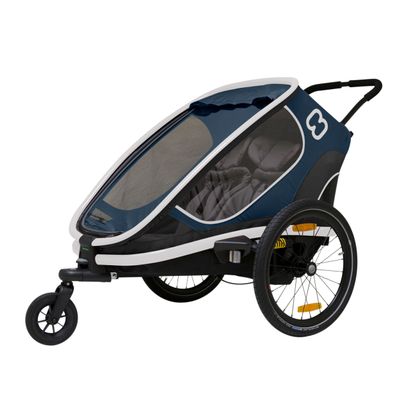 Hamax Outback Two Seat Reclining Multi-Sport Child Bike Trailer + Stroller (Jogger Wheel Sold Separately) (Navy/White)