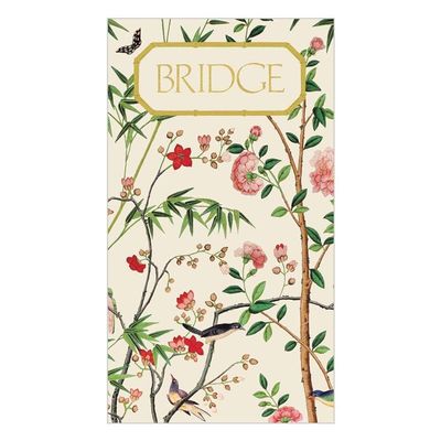 Caspari Chinese Wallpaper Bridge Playing Cards Score Pad in Blue - Five Pads