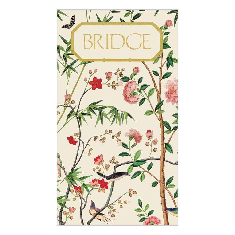 Caspari Chinese Wallpaper Bridge Playing Cards Score Pad in Blue - Five Pads