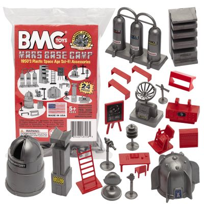 BMC Classic SciFi Mars Base Camp - 24pc Plastic Army Men Space Accessory Playset