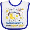 inktastic I Love My Grandparents To the Moon and Back Cute Sheep Baby Bib White and Royal 39f93 view 1