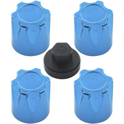 4PCS Share Goo Aluminium RC M4 Wheel Nut,RC Car Dustproof Wheel Rim Center Cap Hub Compatible with Traxxas TRX4 Axial SCX10 90046 D90 Tamiya Redcat HPI 1/10 RC Crawler Car (Blue)